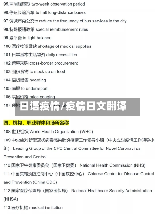 日语疫情/疫情日文翻译-第1张图片
